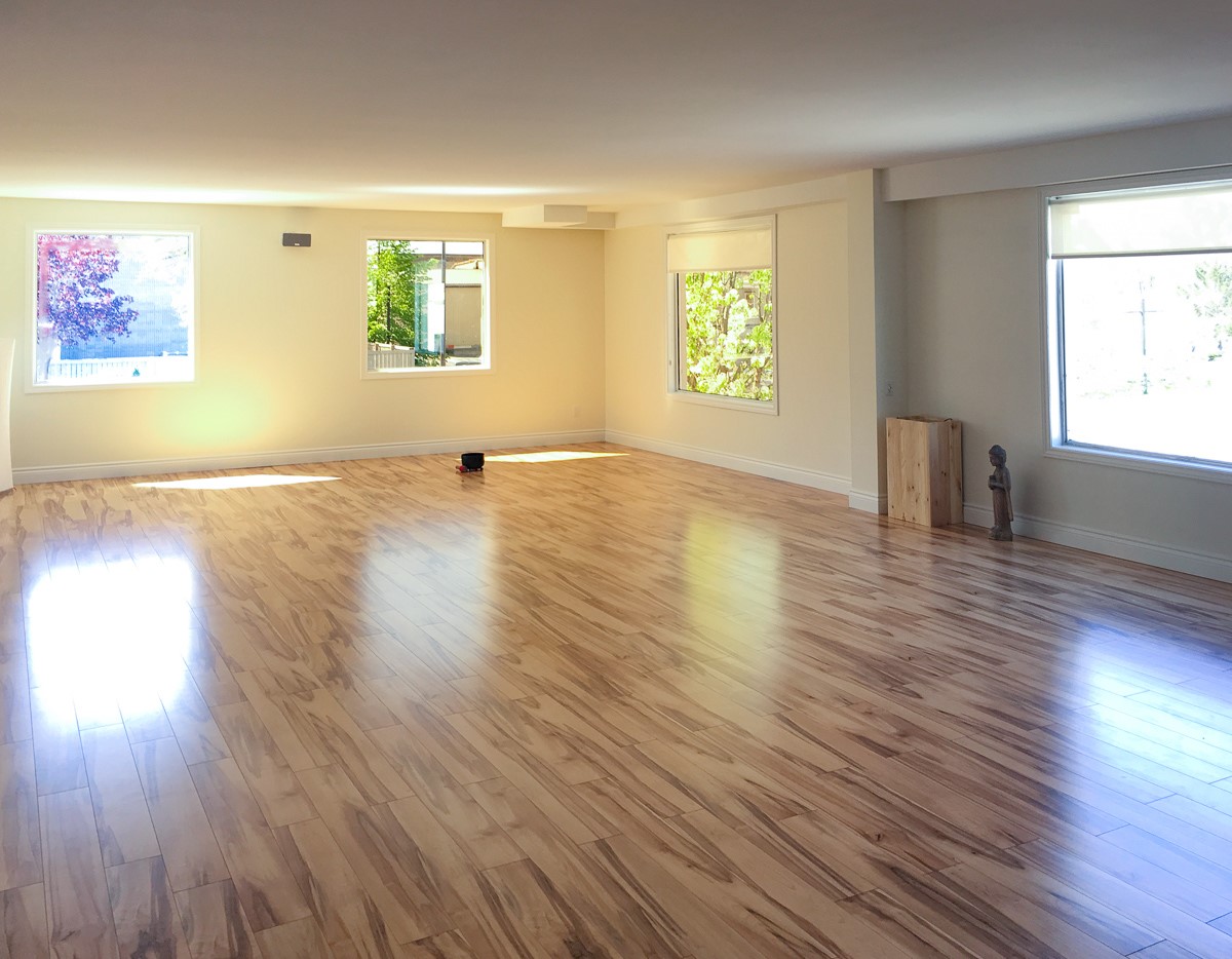 yoga studio heated by electric underfloor radiant heat.
